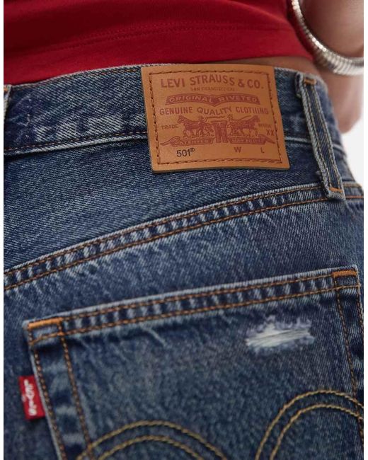 Levi's Red 501 Original Denim Shorts With Rips