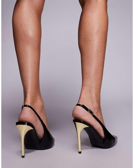 ASOS Brown Phoenix Slingback Electroplated High Heel Shoes