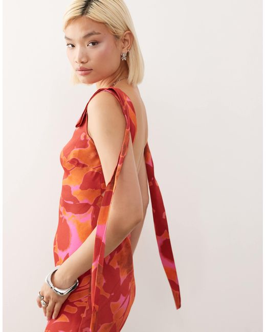 Reclaimed (vintage) Red Limited Edition Maxi Dress With Open Back And Tie Detail