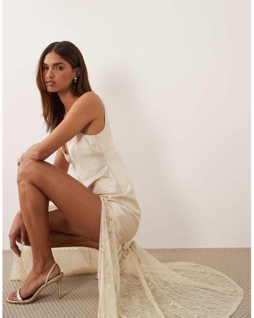 ASOS Natural Asos X The Sourced Collection Satin And Lace Dress