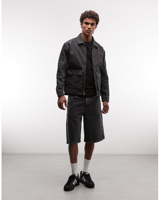 Huf Black Pacific Workwear Style Zip Through Jacket for men