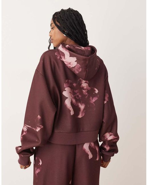 ASOS Red Co-ord Hoodie With All Over Floral Design