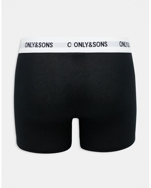 Only & Sons Set Van 3 Boxershorts in het Black voor heren