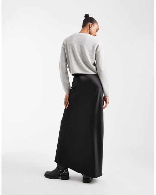 Vero Moda Gray Satin Bias Midi Skirt