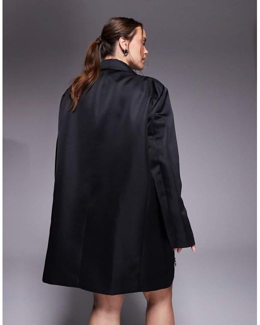 ASOS Black Curve Oversized Blazer Dress With Beaded Fringe