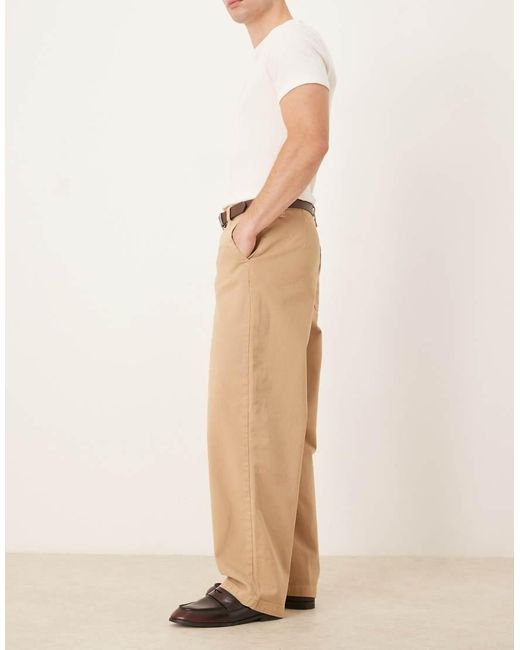 ASOS Natural Loose Straight Trousers for men