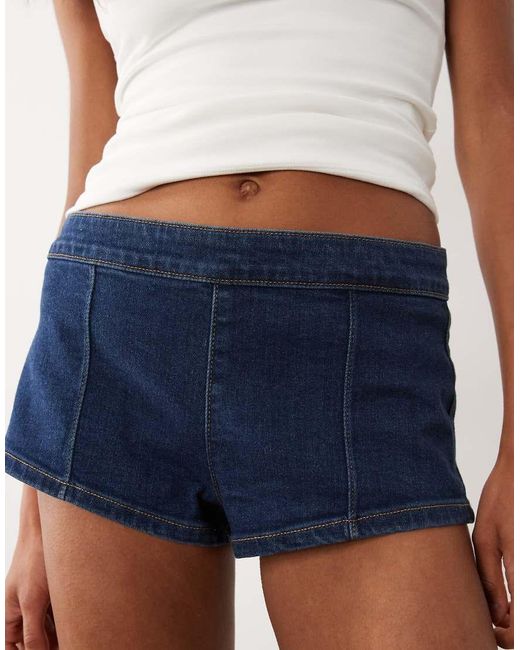 GOOD AMERICAN Blue Denim Low Waist Micro Shorts