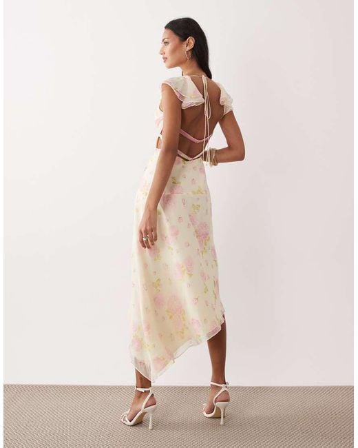 For Love & Lemons Natural Rue Midi Dress