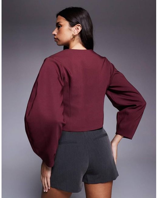 River Island Purple Banana Sleeve Collarless Jacket