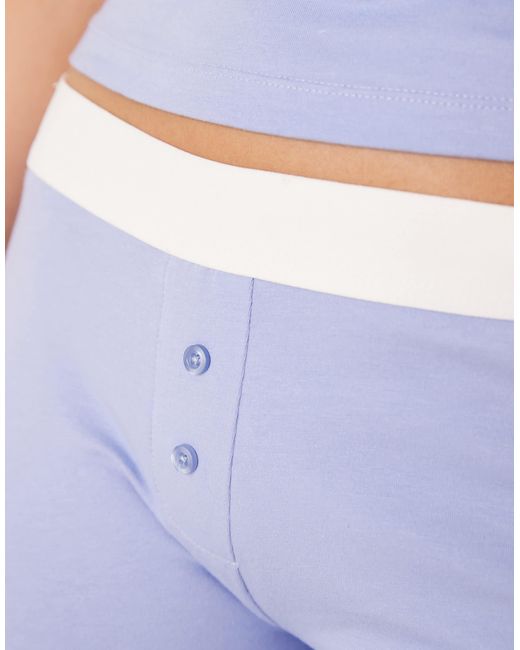 ASOS Blue Mix & Match Short With Exposed Waistband And Picot Trim
