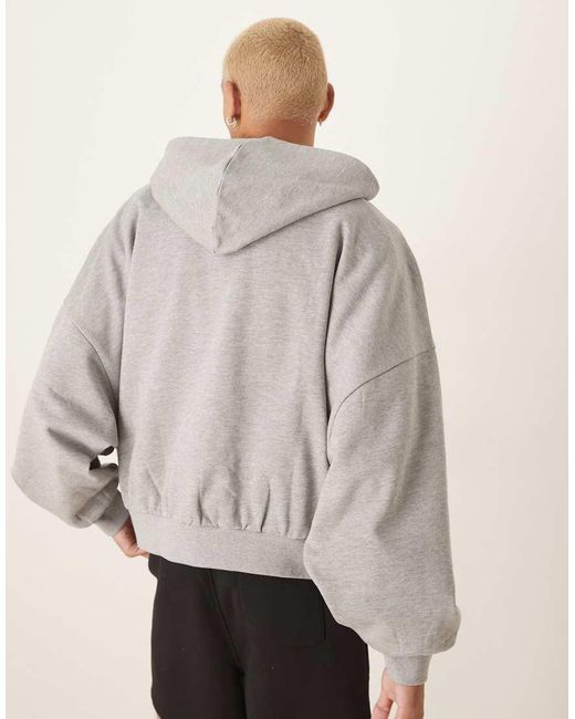 Sudadera Gris Jaspeado Básica De Corte Cuadrado Ultragrande Con Capucha Y Cremallera De ASOS de hombre de color Gray