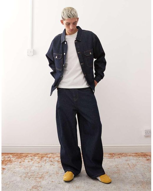 Reclaimed Vintage Blue Western baggy Jean Co-ord for men