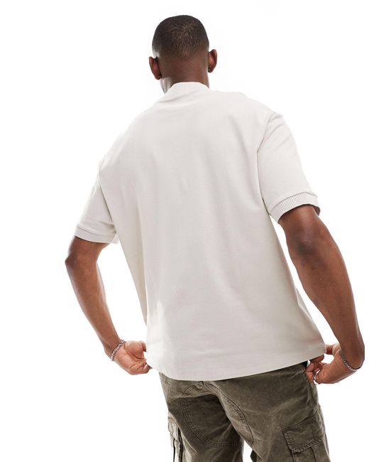 ASOS – locker geschnittenes pikee-t-shirt in Natural für Herren