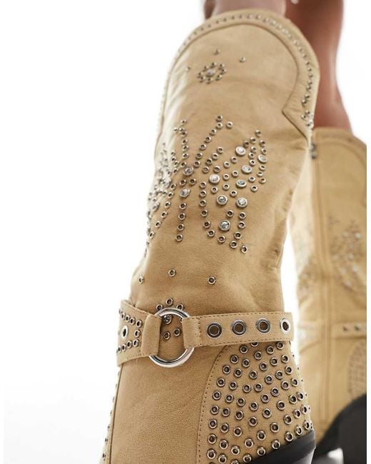 SIMMI White Simmi London Wide Fit Delano Butterfly Embellished Western Boot