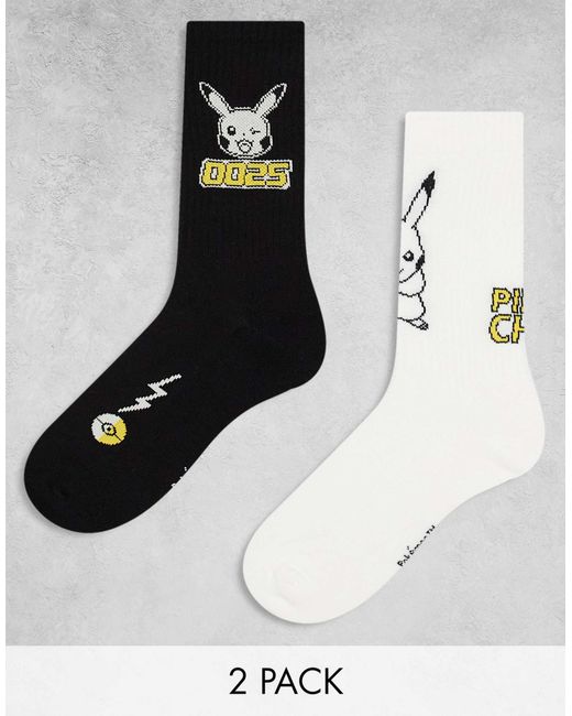 ASOS Black 2 Pack Pokémon Socks With Pikachu Character for men