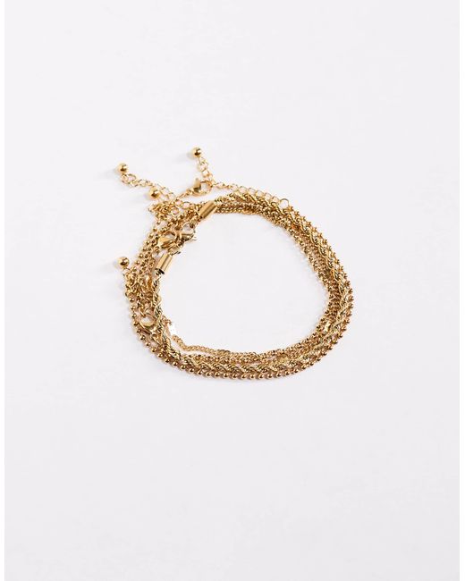 ASOS – e festival-armbänder im 4er-pack aus wasserfestem edelstahl mit unterschiedlichen kettengliedern in Black für Herren