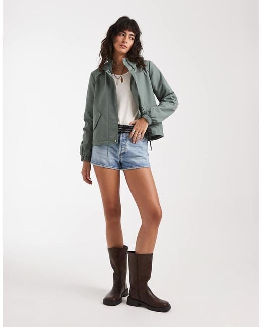 Vero Moda Blue Short Festival Rain Coat With Hood And Drawstring Hem