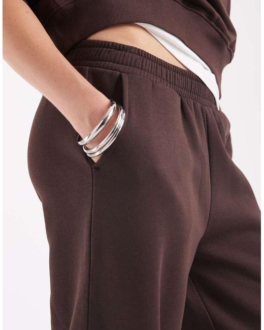 ASOS Brown Wide Leg Brushback Trackies