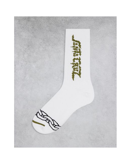 Santa Cruz White Dungeon Strip Sock for men