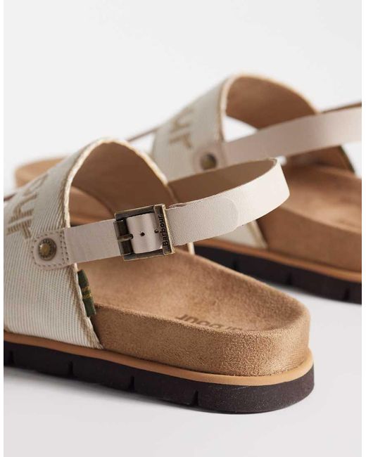 Barbour White Lumley Toe Post Logo Sandals