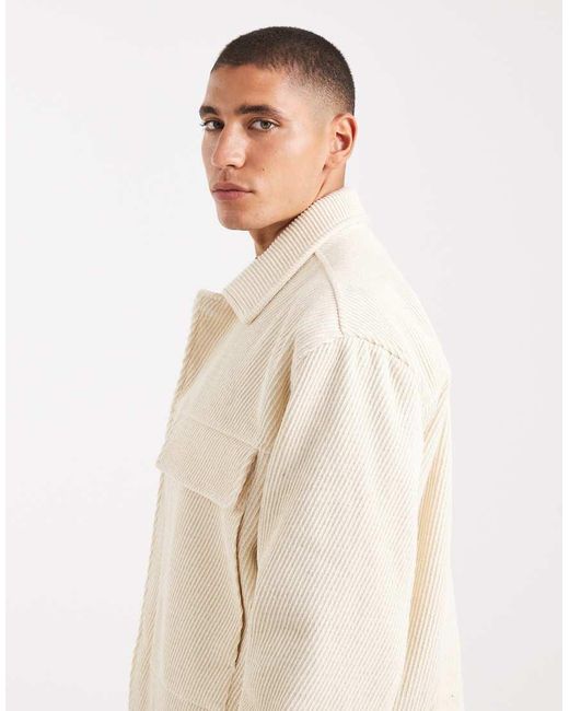 ASOS Harrington Jack Met Wollook in het Natural voor heren