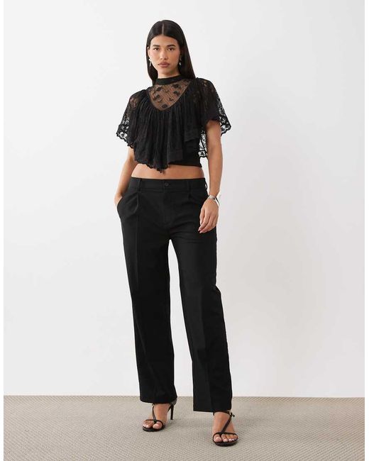 ASOS Black Lace Flutter Cape Top With Tie Back
