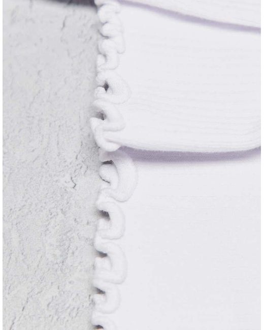 4505 White 2 Pack Non Slip Grip Lettuce Edge Pilates Crew Socks