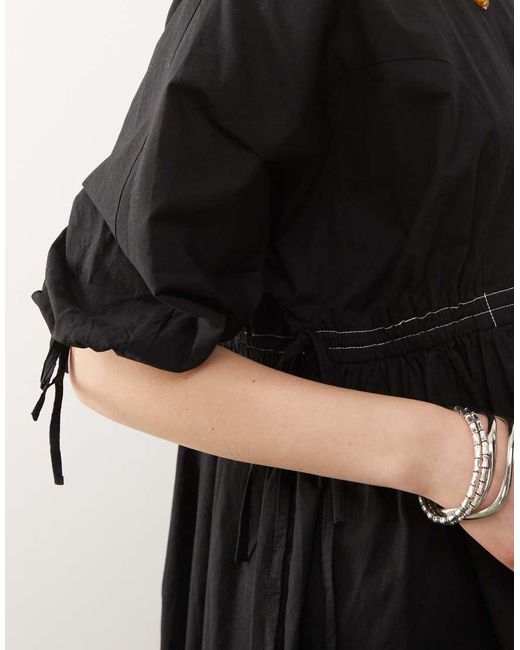 Collusion Black Smock Mini Summer Dress