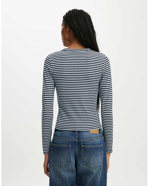 Cotton On Blue Ryan Henley Long Sleeve