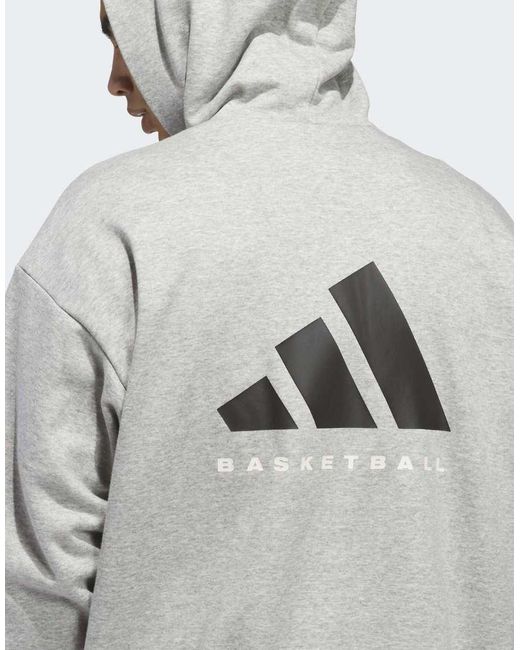 Adidas Originals Gray Adidas Basketball Fleece Hoodie (Gender Neutral)
