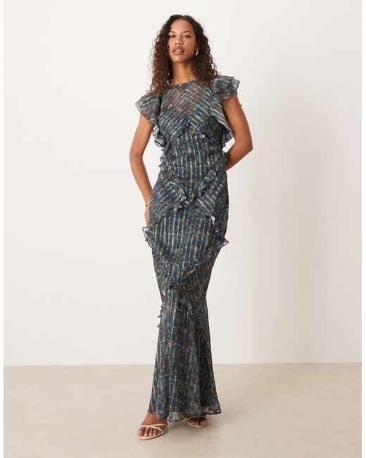 ASOS Multicolor Maxi Dress With Frill Body Detail