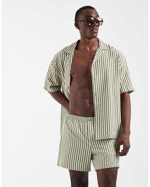 ASOS Natural Co-Ord Wide Fit Shorts for men