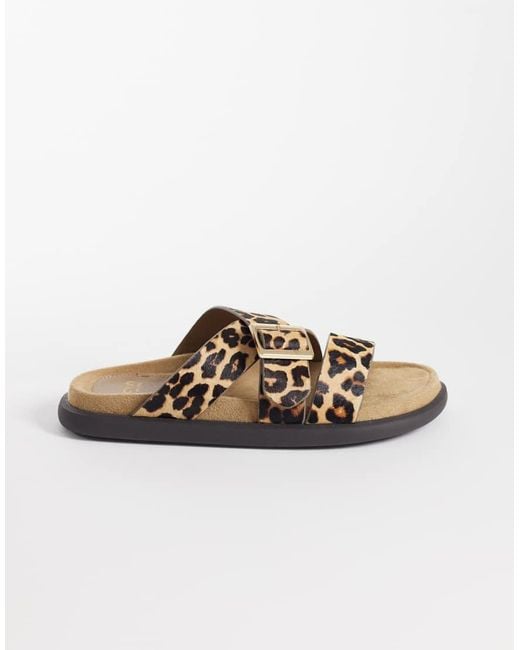 Schuh Natural Tear Cross Over Flat Sandals With Buckle Detail