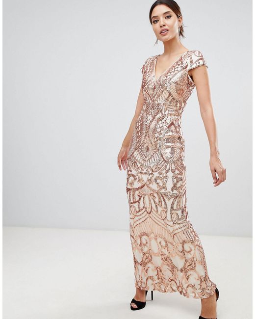 bariano rose gold sequin dress