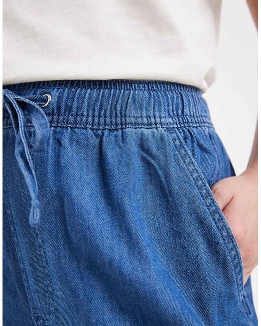 New Look Blue Wide Leg Chambray Denim Trousers