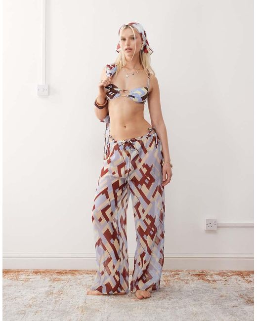 Reclaimed Vintage Pink Pull On Sheer Beach Trouser