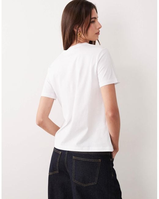 Mango White Round Neck Tshirt