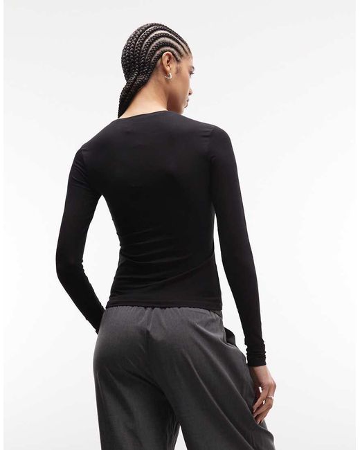 Weekday Black Slim Fit Long Sleeve T-Shirt