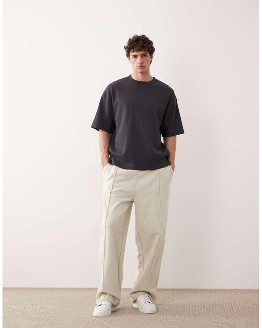 ASOS COLLECTIVE Blue Super Heavyweight Oversized Waffle Texture T-shirt for men