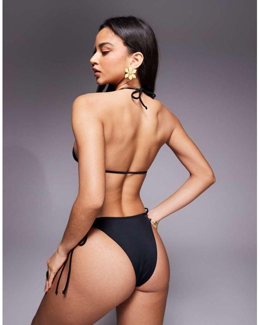 ASOS Black Maya Rio High Leg Tie Side Bikini Bottom