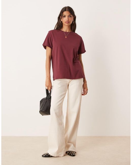 ASOS Red Slouchy Raw Edge Regular Fit T-shirt