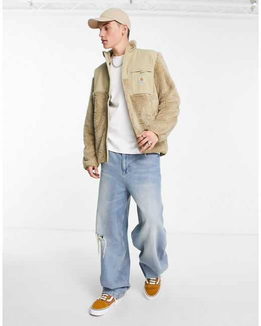 carhartt wip jackson pile fleece sweat in beige