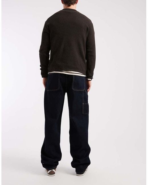 Tommy Hilfiger Black Jamie Relaxed Straight Leg Carpenter Jeans for men