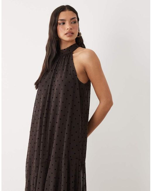 Gina Tricot Brown Halterneck Asymmetric Dress