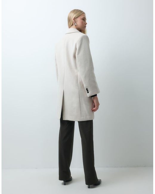 Mango Gray Wool Mix Tailored Midi Coat