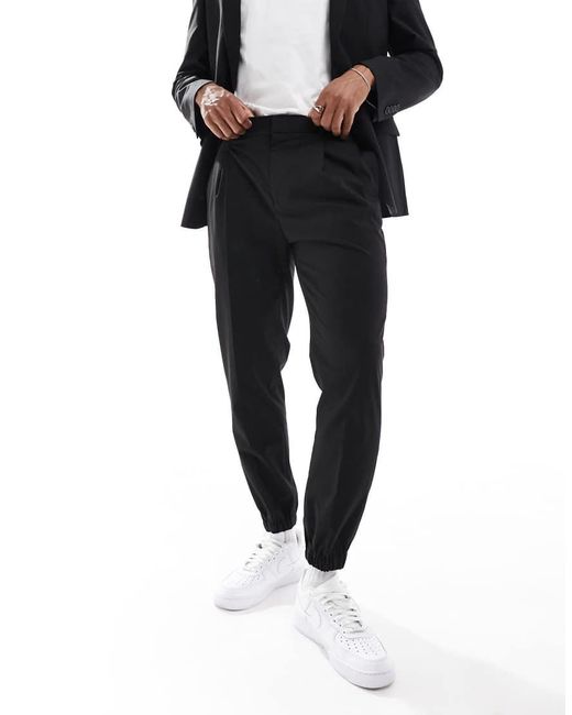 ASOS Black Tapered Suit joggers for men