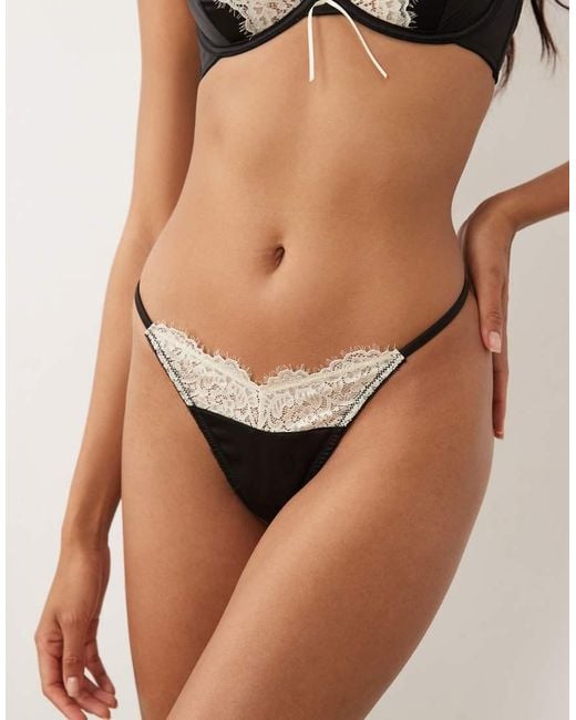 ASOS Brown Delilah Satin Tanga Lingerie Thong