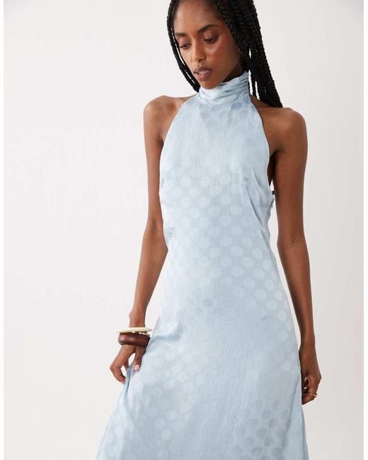 ASOS White Chiffon High Neck Halter Maxi Dress