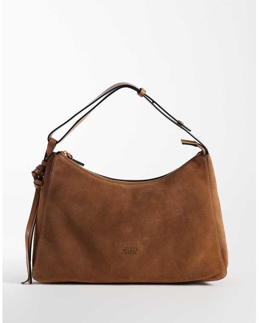 Tommy Hilfiger Brown Suede Shoulder Bag