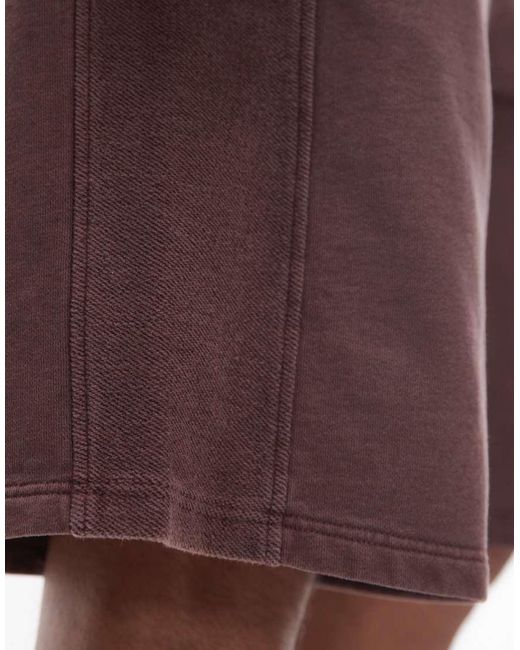 Topman Brown Long Short With Textured Panel for men